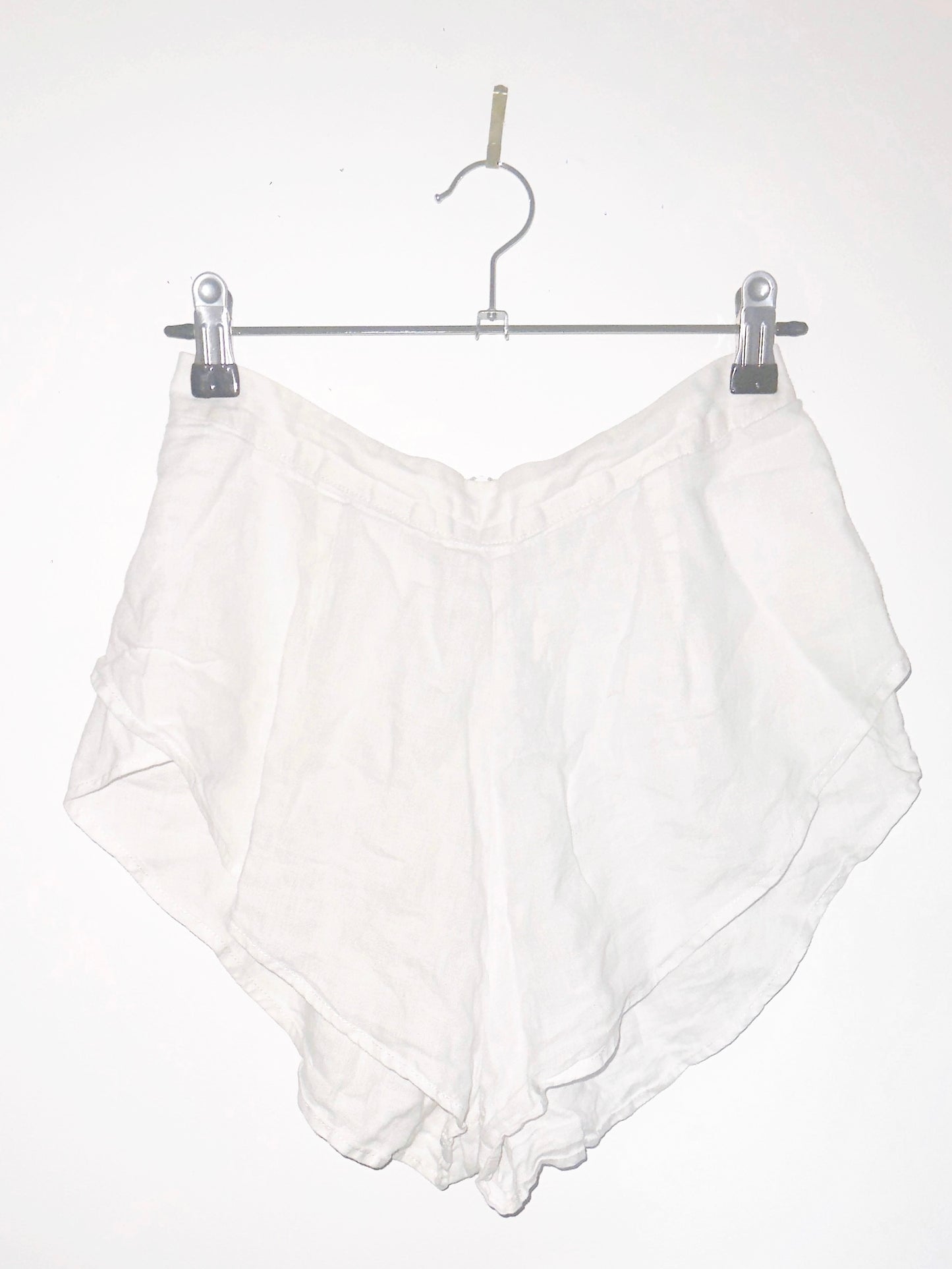SACRIFICIAL PETALS: Linen Blade-Cut Shorts in Boneveil