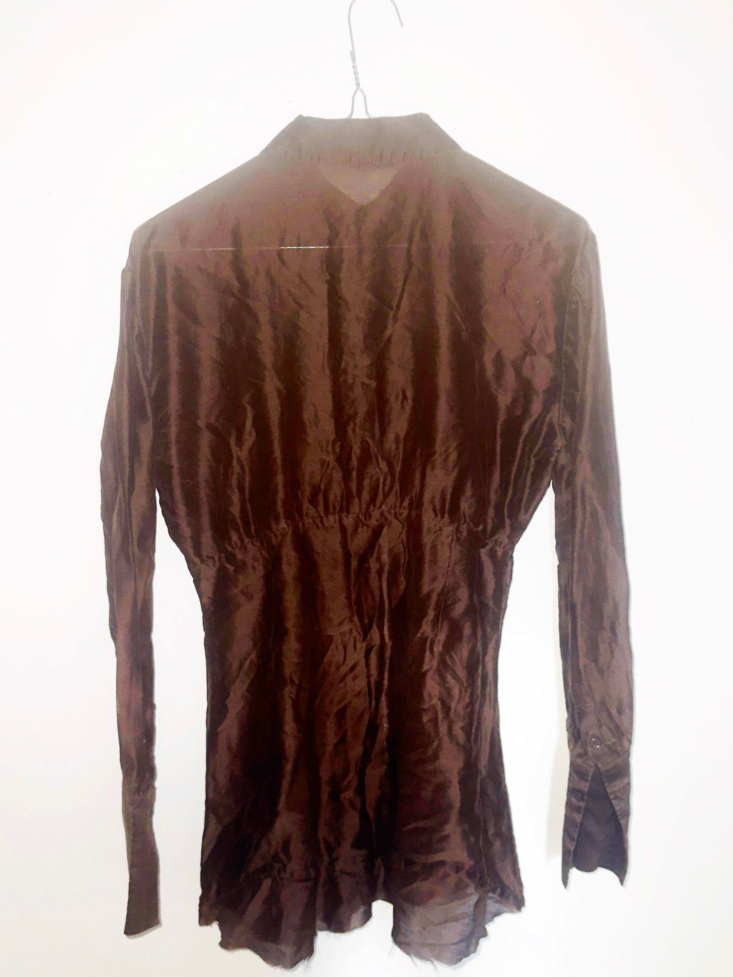 FLESHWORN: Veiled Blouse in Crushed Communion Silk