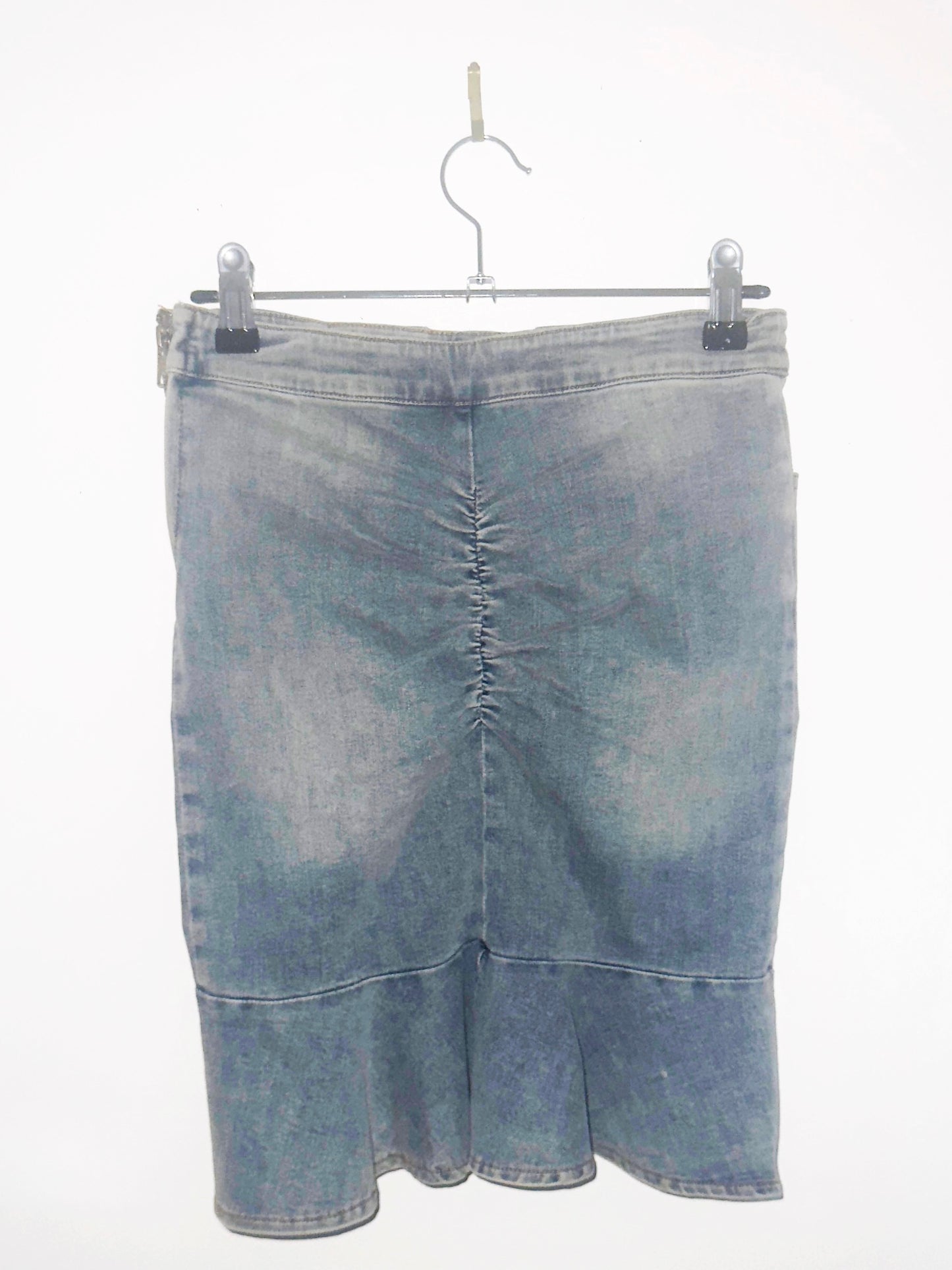 RELIC: Corset-Stitched Denim Skirt in Hexed Indigo