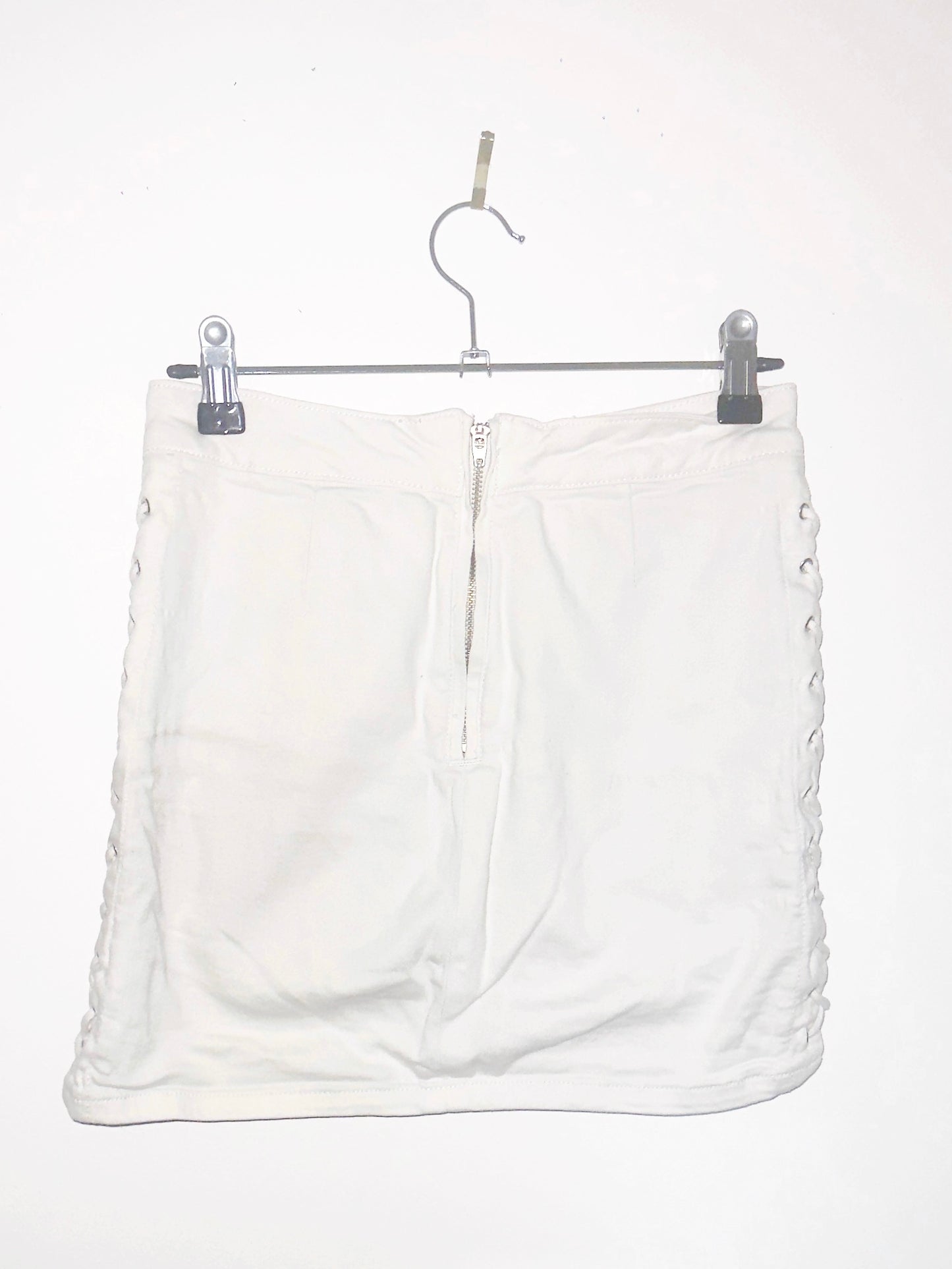 VEINED: Mini Skirt w/ Dual-Sided Lacing (Bone Milk)