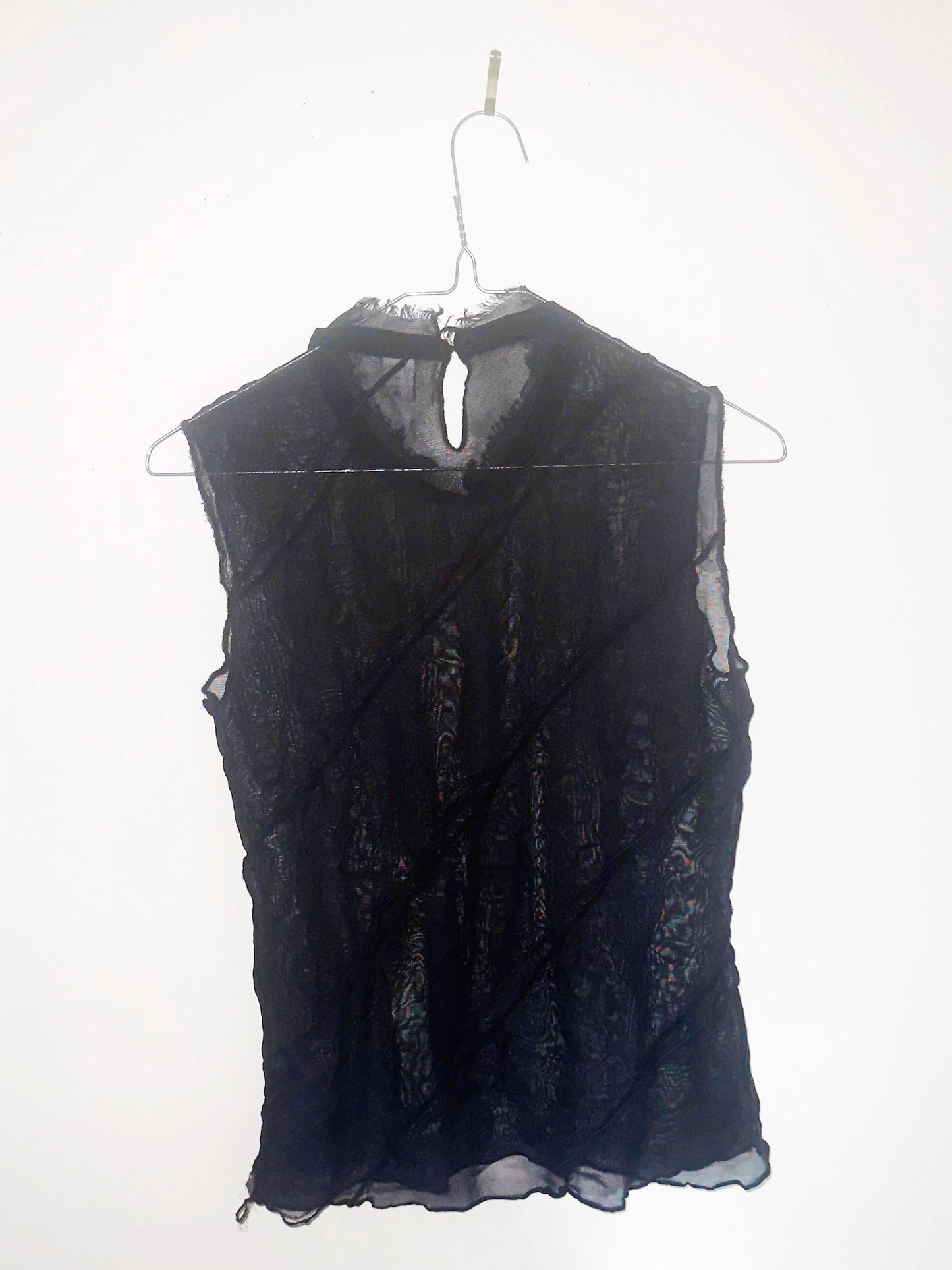 AETHER SKIN: Diagonal Drape Veil Top in Voidlace