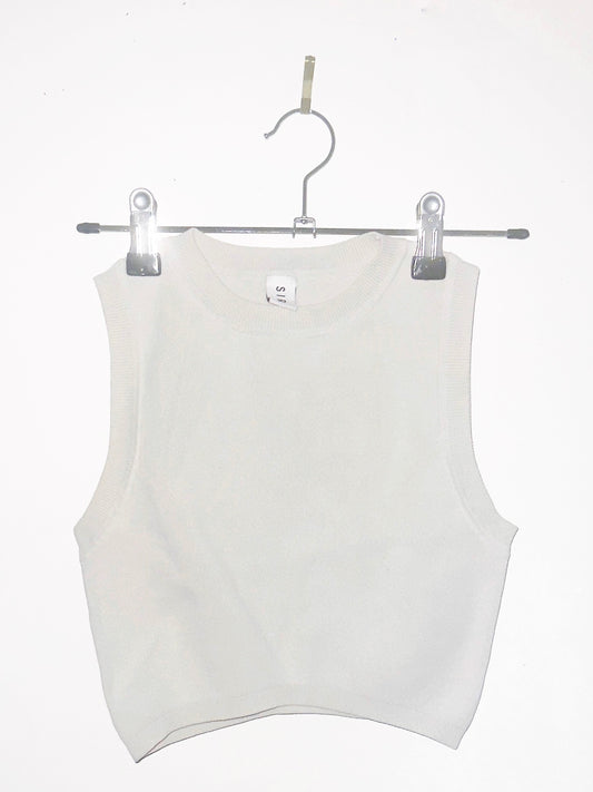 CLEANSED: Knit Crop Shell in Pure Veil