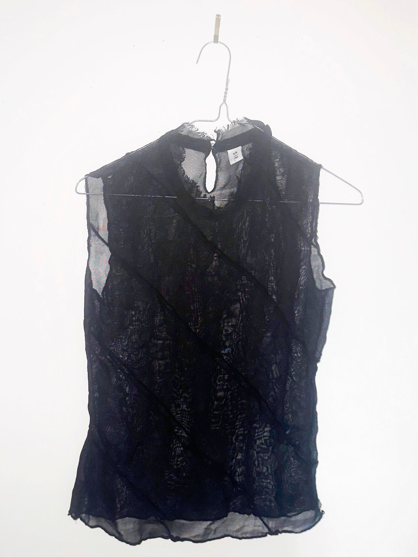 AETHER SKIN: Diagonal Drape Veil Top in Voidlace