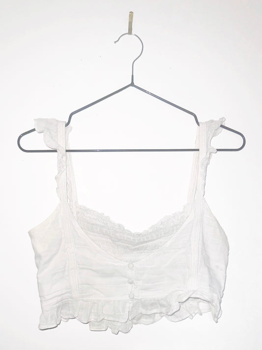 MAIDEN’S OATH: Shirred Rapture Top in Communion White