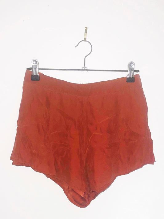BLOODCHAPEL: Silk Burn Shorts in Dried Rose Ritual