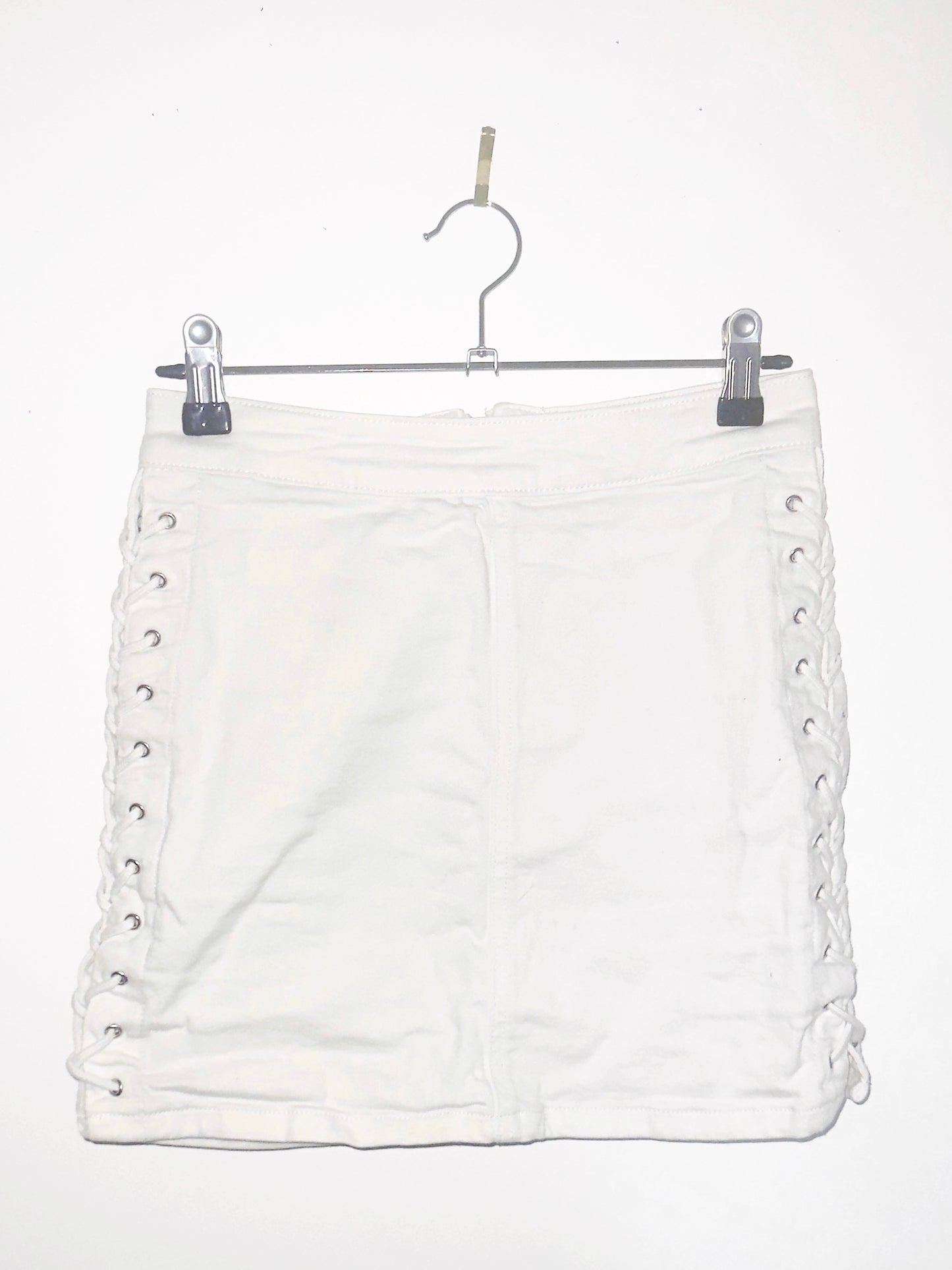 VEINED: Mini Skirt w/ Dual-Sided Lacing (Bone Milk)