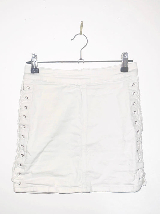 VEINED: Mini Skirt w/ Dual-Sided Lacing (Bone Milk)