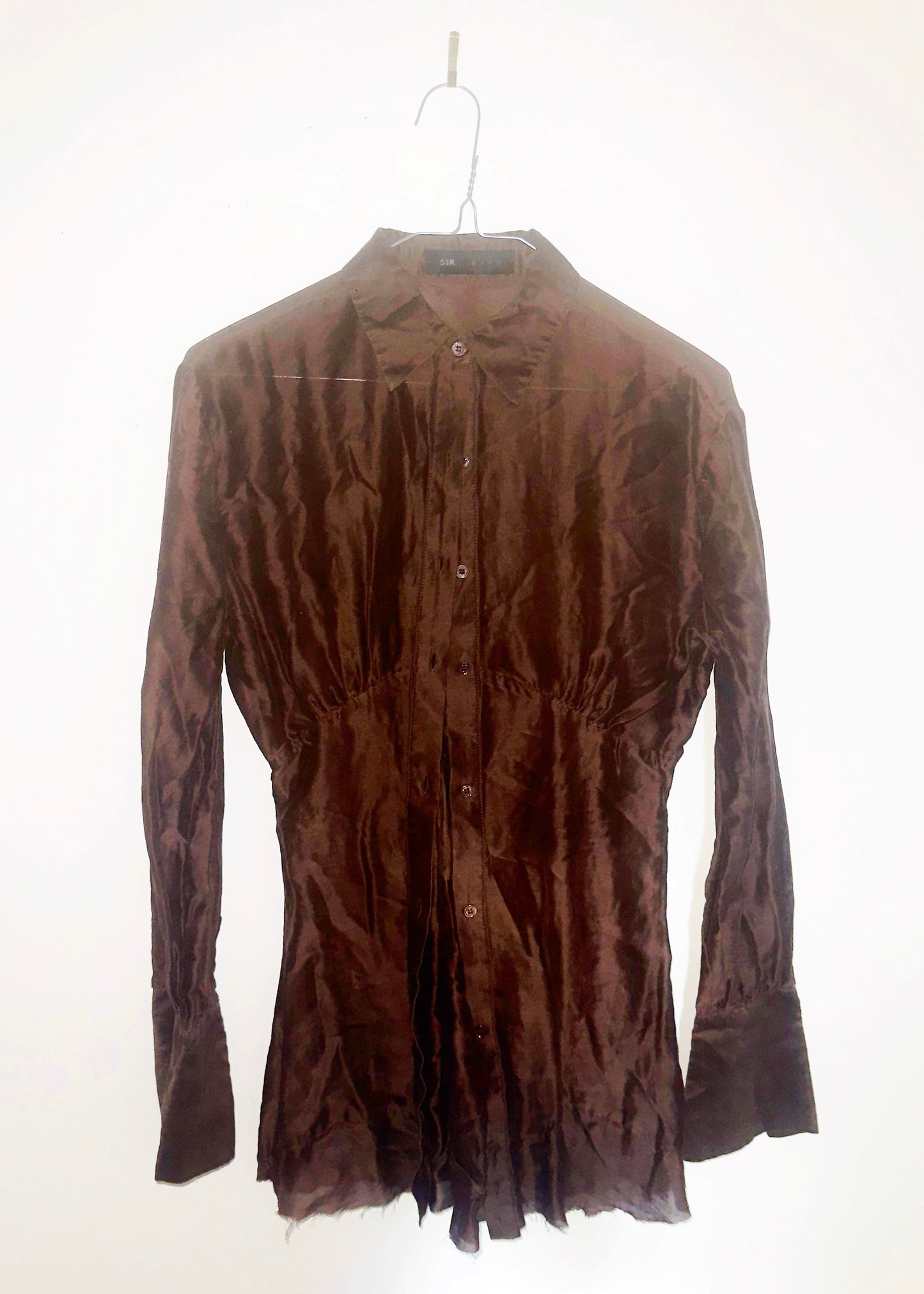 FLESHWORN: Veiled Blouse in Crushed Communion Silk